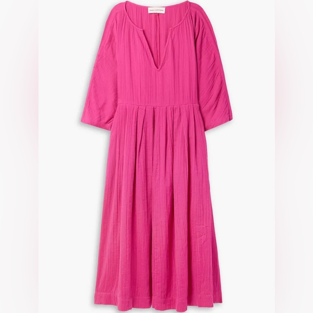 MARA HOFFMAN Chloe 100% Cotton Midi Dress • Fuchsia • XXS NWOT